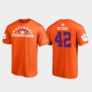 Clemson Tigers Christian Wilkins T-Shirt Orange Men's 2018 National Champions Pylon College Football Playoff #42