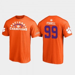 Clemson Tigers Clelin Ferrell T-Shirt Pylon College Football Playoff Orange 2018 National Champions For Men #99