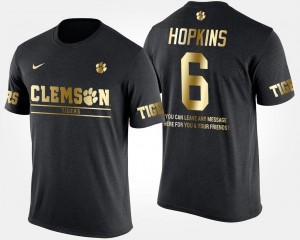 Clemson Tigers DeAndre Hopkins T-Shirt Black #6 Short Sleeve With Message For Men Gold Limited