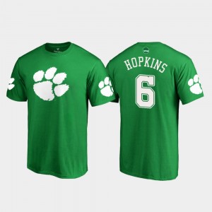 Clemson Tigers DeAndre Hopkins T-Shirt White Logo Kelly Green #6 St. Patrick's Day Men