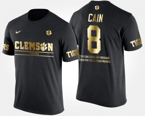 Clemson Tigers Deon Cain T-Shirt Black Gold Limited #8 Men Short Sleeve With Message