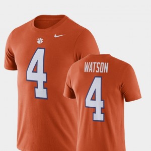 Clemson Tigers Deshaun Watson T-Shirt Mens Football Performance Orange #4