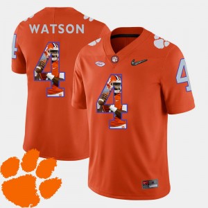 Clemson Tigers DeShaun Watson Jersey Orange Pictorial Fashion #4 Mens Football