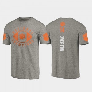 Clemson Tigers Diondre Overton T-Shirt 2018 National Champions College Football Playoff Mens #14 Gray