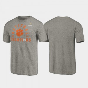 Clemson Tigers T-Shirt Heather Gray 2018 National Champions For Men Lateral College Football Playoff