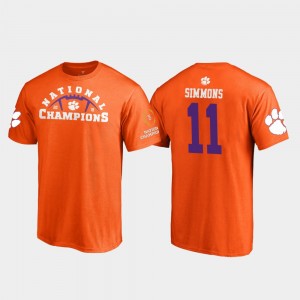 Clemson Tigers Isaiah Simmons T-Shirt Pylon College Football Playoff #11 Men's 2018 National Champions Orange