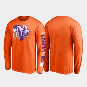 Clemson Tigers T-Shirt Orange 2018 National Champions Nickel Long Sleeve College Football Playoff Mens