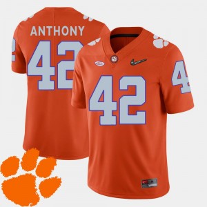 Clemson Tigers Stephone Anthony Jersey College Football Orange For Men's 2018 ACC #42