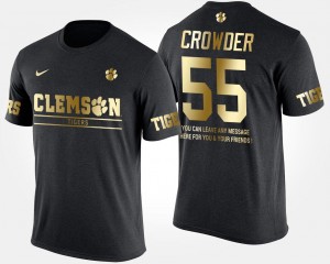 Clemson Tigers Tyrone Crowder T-Shirt #55 Gold Limited Black For Men's Short Sleeve With Message