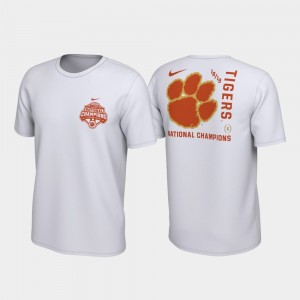 Clemson Tigers T-Shirt For Men's 2018 National Champions Celebration Two-Hit College Football Playoff White