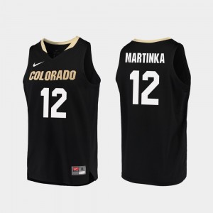 Colorado Buffaloes AJ Martinka Jersey Men's Black #12 Replica College Basketball