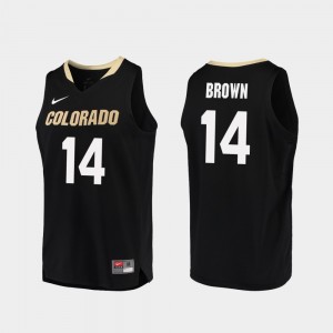 Colorado Buffaloes Deleon Brown Jersey College Basketball Men's Black Replica #14