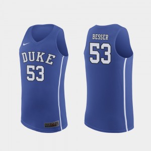Duke Blue Devils Brennan Besser Jersey March Madness College Basketball #53 Royal For Men's Authentic