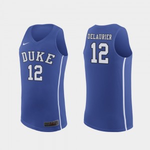 Duke Blue Devils Javin DeLaurier Jersey For Men's March Madness College Basketball Royal #12 Authentic