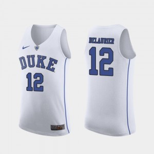 Duke Blue Devils Javin DeLaurier Jersey March Madness College Basketball White Authentic Men #12