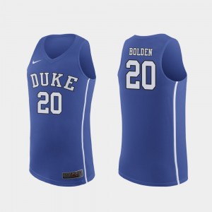 Duke Blue Devils Marques Bolden Jersey Royal March Madness College Basketball Authentic #20 For Men
