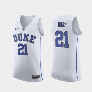 Duke Blue Devils Matthew Hurt Jersey For Men's College Basketball #21 Replica White