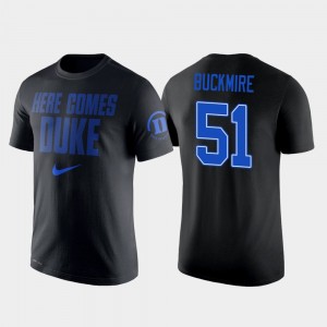 Duke Blue Devils Mike Buckmire T-Shirt #51 Black College Basketball 2 Hit Performance For Men