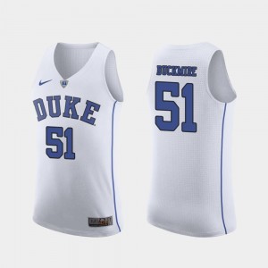 Duke Blue Devils Mike Buckmire Jersey #51 March Madness College Basketball Authentic Mens White
