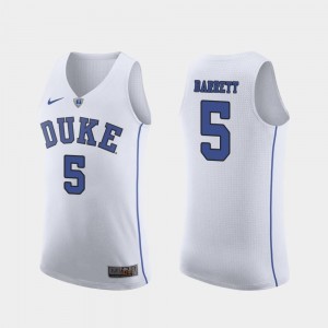 Duke Blue Devils RJ Barrett Jersey March Madness College Basketball #5 White Authentic For Men's