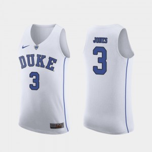 Duke Blue Devils Tre Jones Jersey Authentic Men White March Madness College Basketball #3