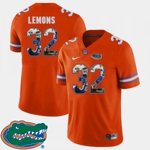 Florida Gators Adarius Lemons Jersey #32 Men's Football Orange Pictorial Fashion