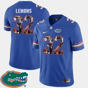 Florida Gators Adarius Lemons Jersey Royal For Men's Football #32 Pictorial Fashion