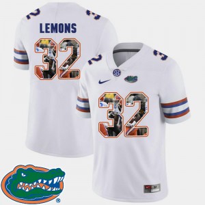 Florida Gators Adarius Lemons Jersey Football #32 White Pictorial Fashion Men's