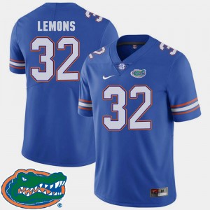 Florida Gators Adarius Lemons Jersey College Football For Men's 2018 SEC #32 Royal
