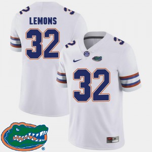 Florida Gators Adarius Lemons Jersey College Football For Men's White #32 2018 SEC