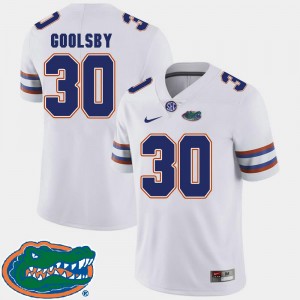 Florida Gators DeAndre Goolsby Jersey White College Football #30 For Men's 2018 SEC