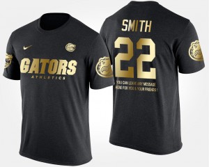 Florida Gators Emmitt Smith T-Shirt #22 Gold Limited For Men Black Short Sleeve With Message