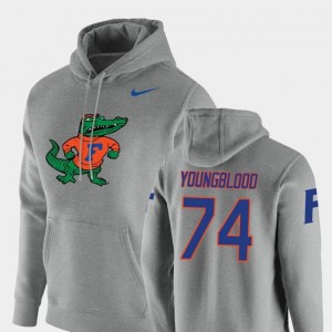 Florida Gators Jack Youngblood Hoodie For Men Heathered Gray #74 Vault Logo Club Pullover
