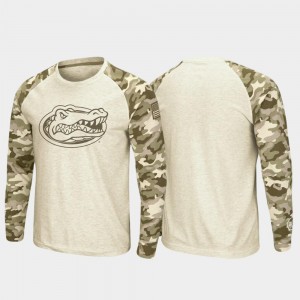 Florida Gators T-Shirt Men's Oatmeal Raglan Long Sleeve Desert Camo OHT Military Appreciation