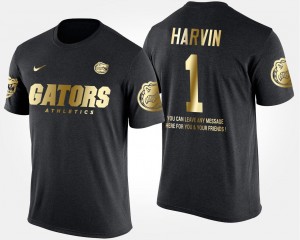 Florida Gators Percy Harvin T-Shirt Black Gold Limited Short Sleeve With Message Mens #1
