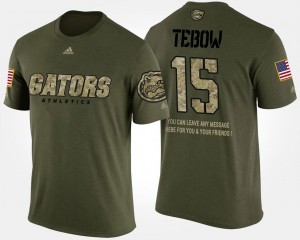 Florida Gators Tim Tebow T-Shirt #15 For Men's Camo Short Sleeve With Message Military