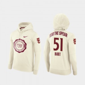Florida State Seminoles Bobby Hart Hoodie #51 Cream Rival Therma For Men's College Football Pullover