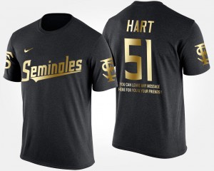 Florida State Seminoles Bobby Hart T-Shirt Mens Black Gold Limited #51 Short Sleeve With Message