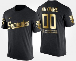 Florida State Seminoles Customized T-Shirt #00 Gold Limited Black Mens Short Sleeve With Message