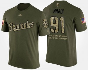 Florida State Seminoles Derrick Nnadi T-Shirt Short Sleeve With Message Military Camo Men's #91