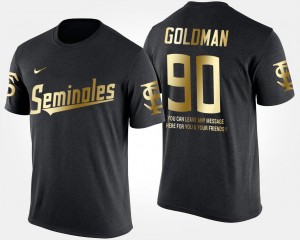 Florida State Seminoles Eddie Goldman T-Shirt #90 Short Sleeve With Message For Men Black Gold Limited
