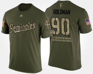 Florida State Seminoles Eddie Goldman T-Shirt #90 Men Camo Short Sleeve With Message Military
