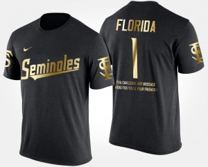 Florida State Seminoles T-Shirt #1 Gold Limited Black No.1 Short Sleeve With Message For Men's