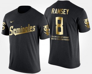Florida State Seminoles Jalen Ramsey T-Shirt #8 Short Sleeve With Message Gold Limited Black Mens