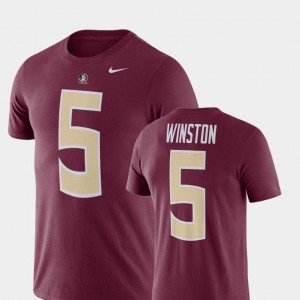 Florida State Seminoles Jameis Winston T-Shirt Garnet Mens #5 Football Performance