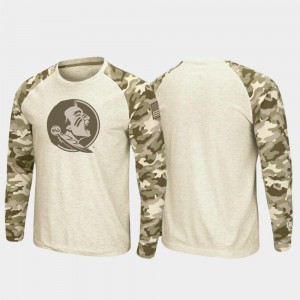 Florida State Seminoles T-Shirt OHT Military Appreciation Men's Oatmeal Raglan Long Sleeve Desert Camo