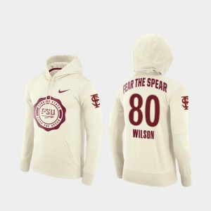 Florida State Seminoles Ontaria Wilson Hoodie For Men's College Football Pullover Cream #80 Rival Therma
