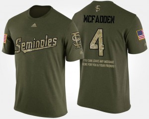 Florida State Seminoles Tarvarus McFadden T-Shirt #4 Men's Short Sleeve With Message Camo Military