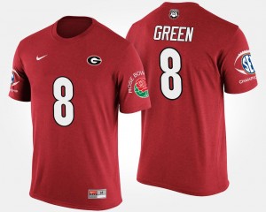 Georgia Bulldogs A.J. Green T-Shirt Red #8 Southeastern Conference Rose Bowl Bowl Game Men