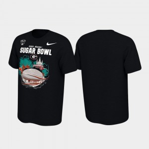 Georgia Bulldogs T-Shirt Illustrations Mens 2020 Sugar Bowl Bound Black